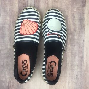 Sam Edelman Black Striped Leni4 Shoe womens Sz8.5